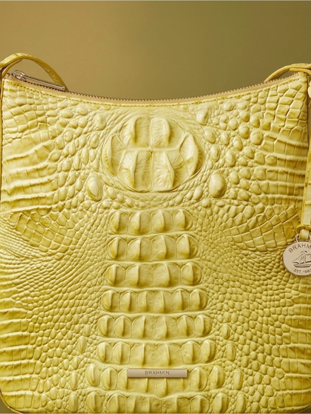 Brahmin  Katie Melbourne Yellow Croc-Embossed Leather Crossbody Bag